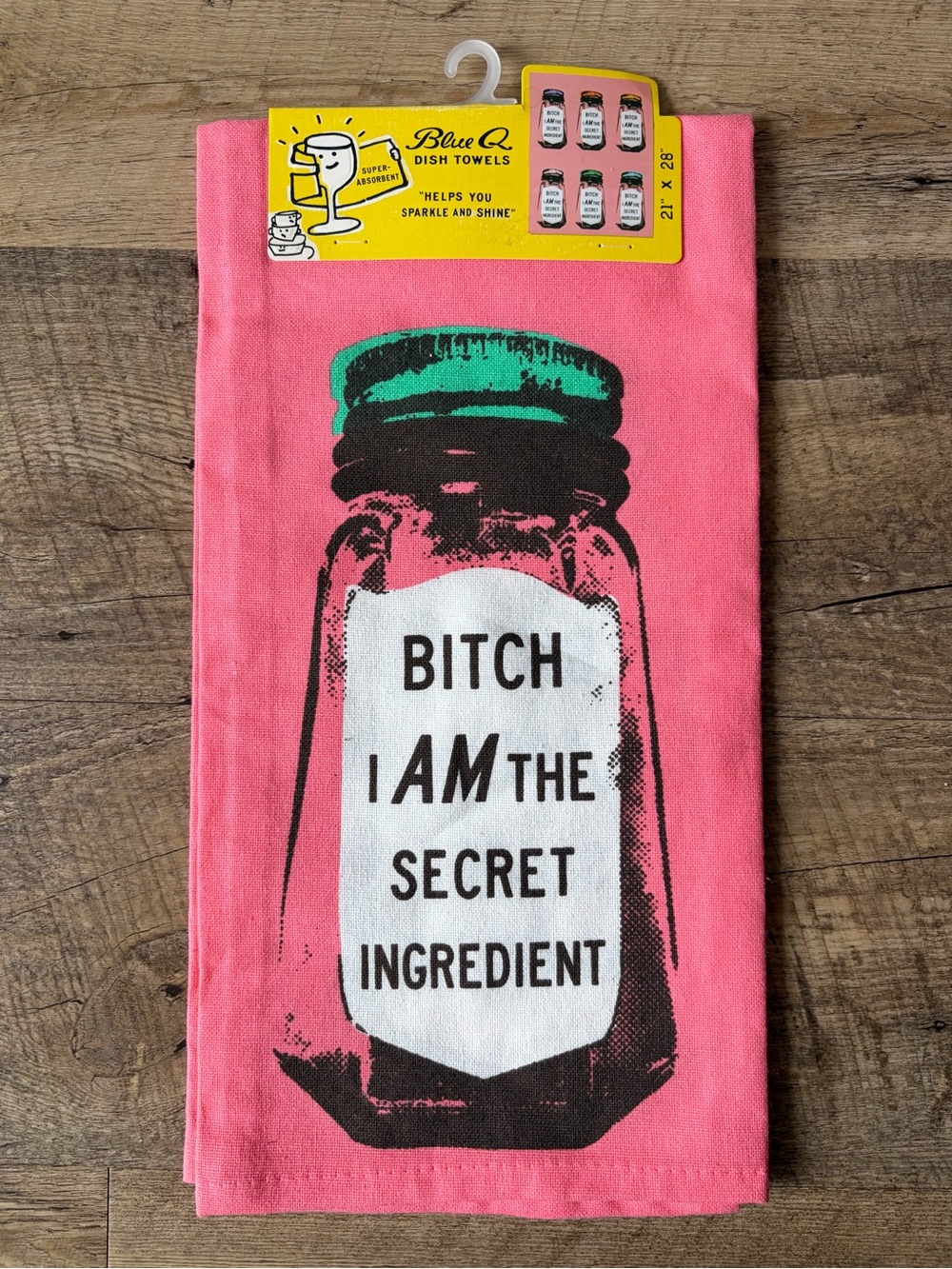 Blue Q “B*tch I Am The Secret Ingredient” Colorful Funny Dish Towel 21”x 28” NEW